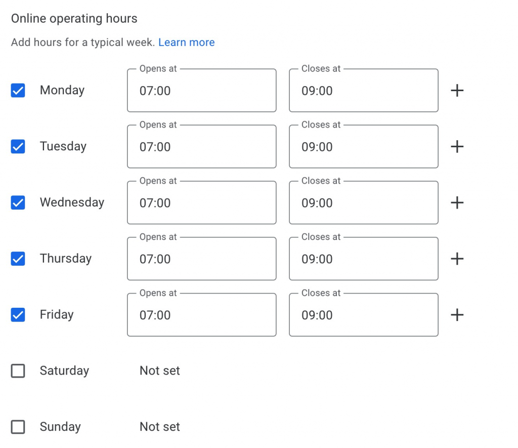 Google Business Listing Hours