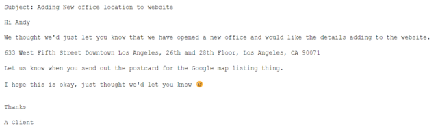Client email example - How To Choose The Next Location For Your Business Using Local SEO