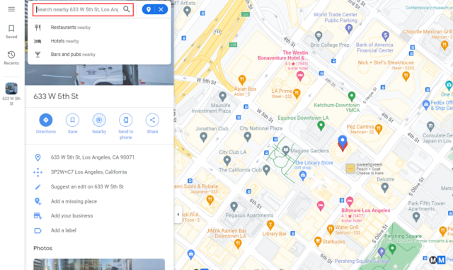 Google Maps Search Nearby