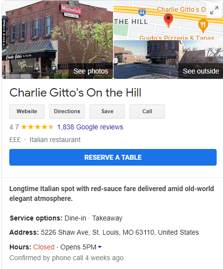 Reserve a table on Google Business Profile